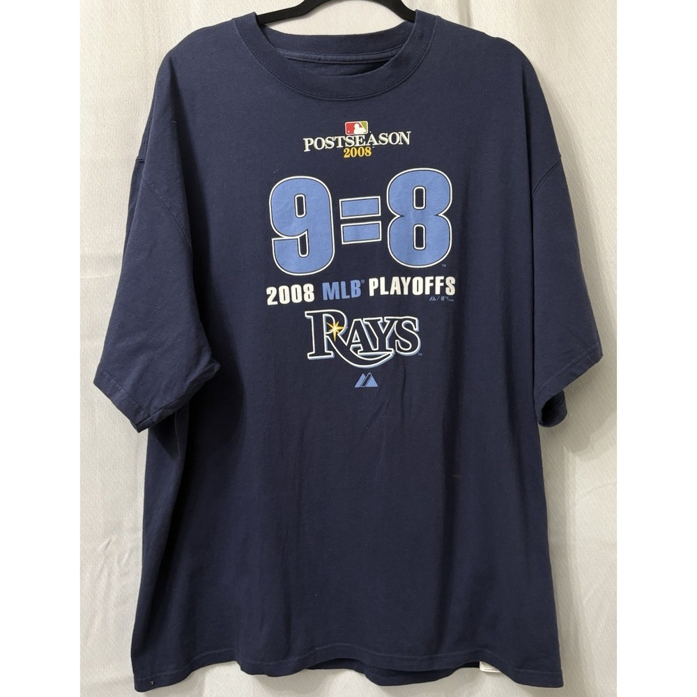 Tampa Rays 2008 MLB‎ Playoffs Pullover  T-Shirt Majestic Size 2XL